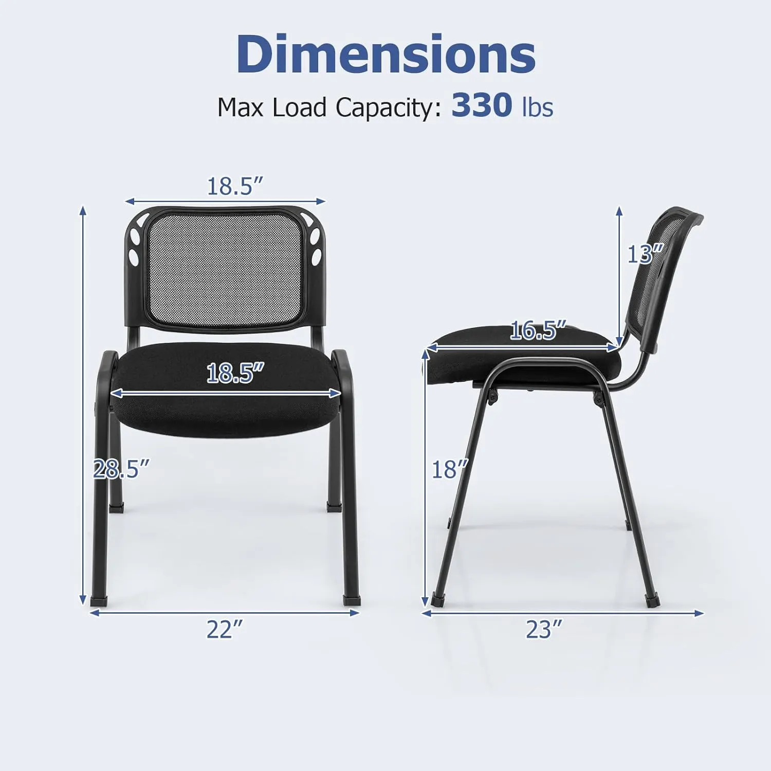 Giantex Set of 5 Office Guest Chair, Stackable Waiting Room Chair with Padded Seat, Metal Frame, 330Lbs Capacity, Conference Room Chair, Reception Chair for Lobby, Training Room, Meeting Room (1)