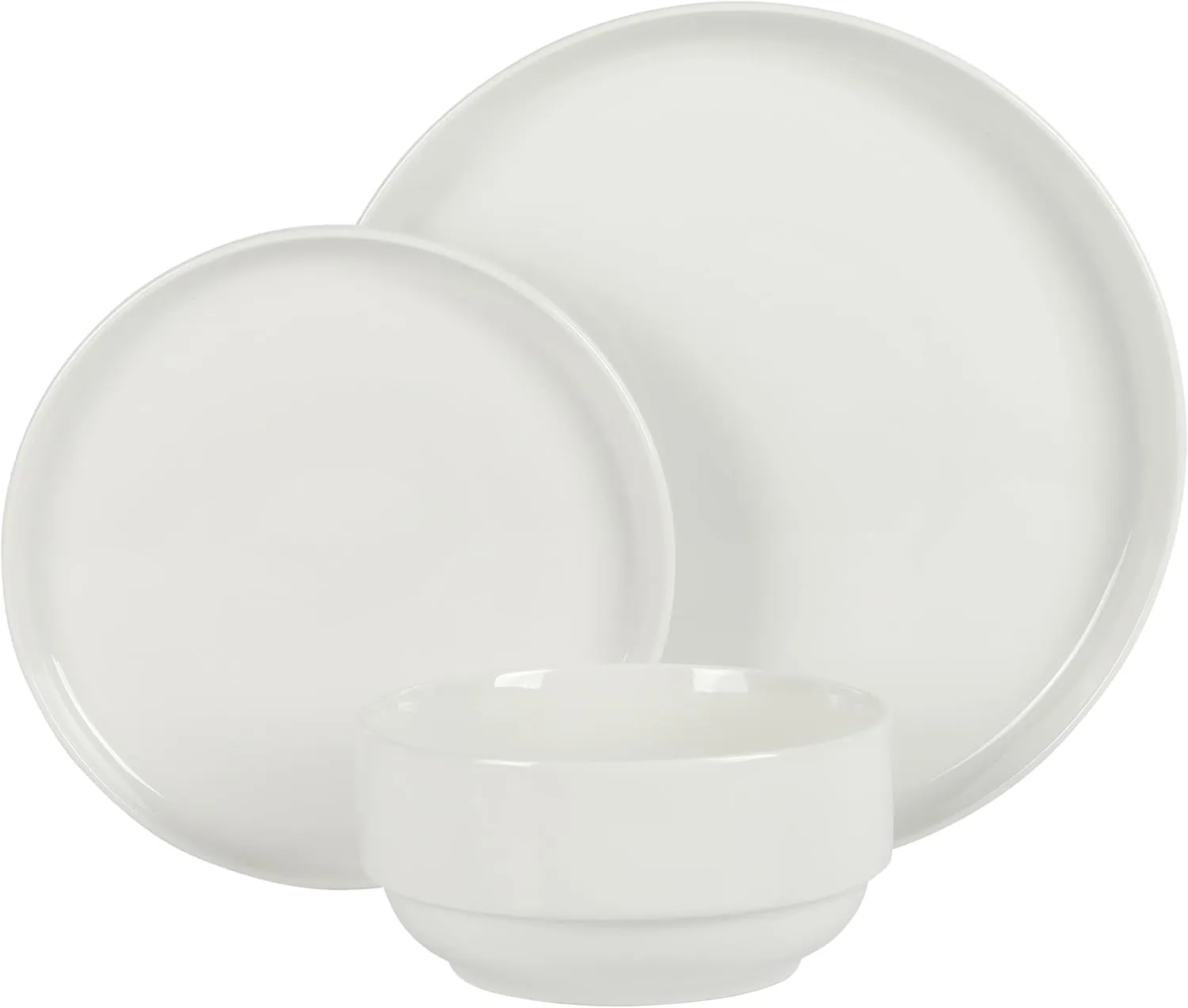 Gibson Home Rothernberg Stackable 18 Piece, Service for 6, White Porcelain Plates and Bowls Set