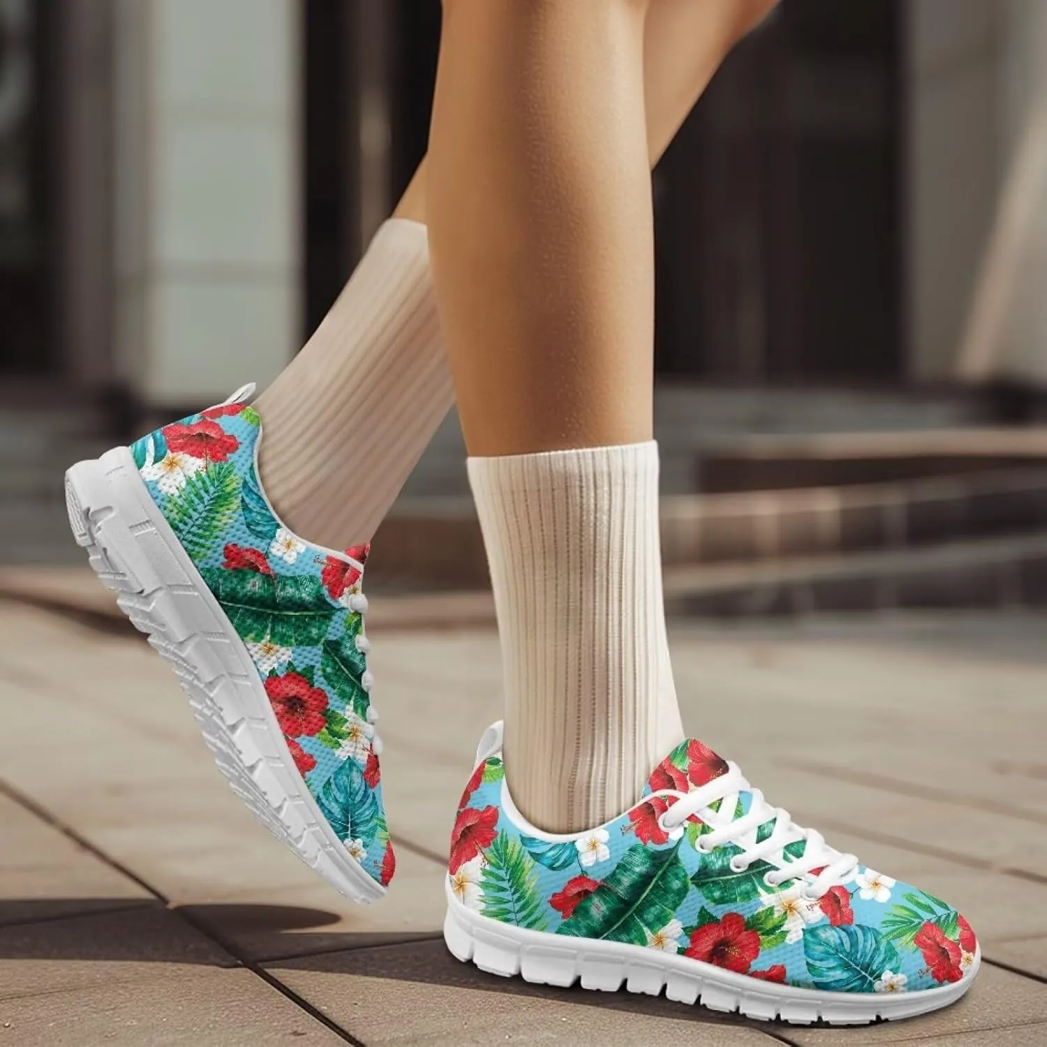 GIFTPUZZ Men's Sneakers Tropical Women's Athletic Shoes Men's Shoes Breathable Sneakers with Breathable Mesh