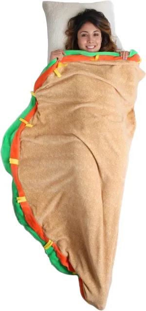 Gilbins Plush Ultra-Soft Fleece Snuggle-in Sleeping Bag Blanket for Lounging, Sleepovers, Gifts, Camping & Car Trips (Taco Blanket)