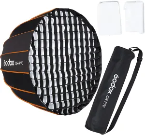 Godox QR-P70 27.5 Inch Parabolic Softbox Bowens Mount, Quick-Setup Quick-Folding, with Front & Inner Diffuser Grid and Carrying Bag for Photo Studio Portrait Video Shooting