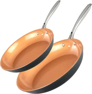 Gotham Steel 2 PK Non Stick Frying Pans Set for Cooking with 10 11 Inch Nonstick Frying Pans with Ceramic Surface, Induction Capable, Hard Anodized Frying Pans Nonstick Skillets, Oven/Dishwasher Safe