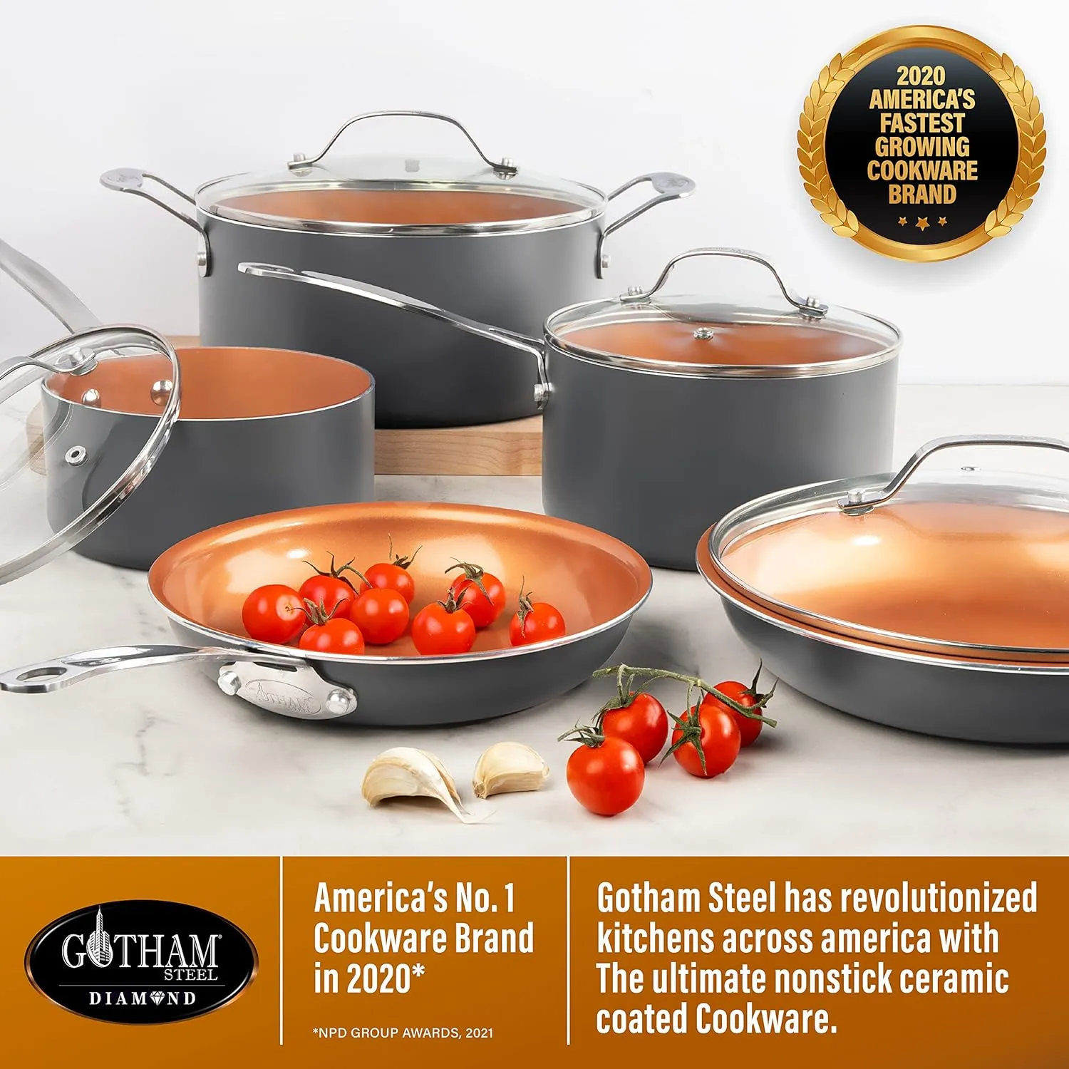 Gotham Steel 2 PK Non Stick Frying Pans Set for Cooking with 10 11 Inch Nonstick Frying Pans with Ceramic Surface, Induction Capable, Hard Anodized Frying Pans Nonstick Skillets, Oven/Dishwasher Safe