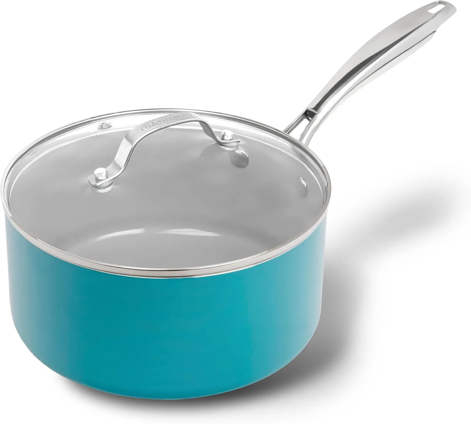 Gotham Steel Aqua Blue 3 Quart Saucepan with Lid, Ultra Nonstick Sauce Pan Small Pot with Lid, Ceramic Nonstick Saucepan 3 Quart, Small Sauce 3 Qt Pot, Oven & Dishwasher Safe, PFOA Free