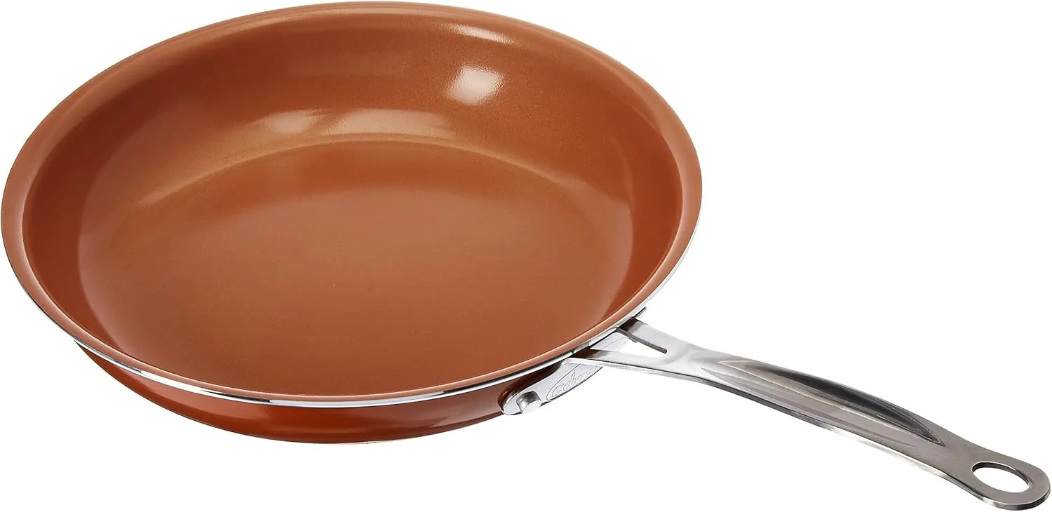 Gotham Steel Ceramic and Titanium Nonstick Fry Pans, Orange, 11"