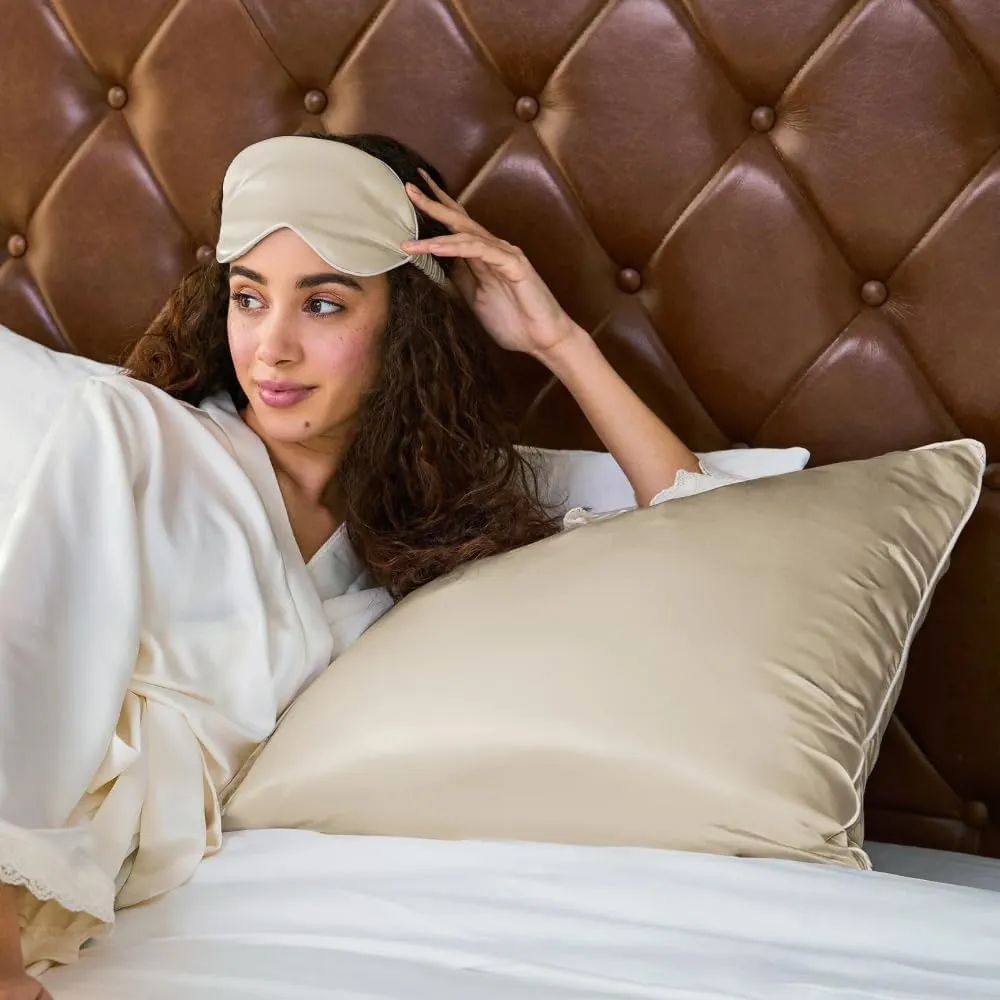 Grace & Company Silky Satin Eye Mask for Women - Premium Gold Satin Silk Sleep Mask - Hydrating, Ultra Soft & Lightweight Vegan Sleeping Mask - Opal