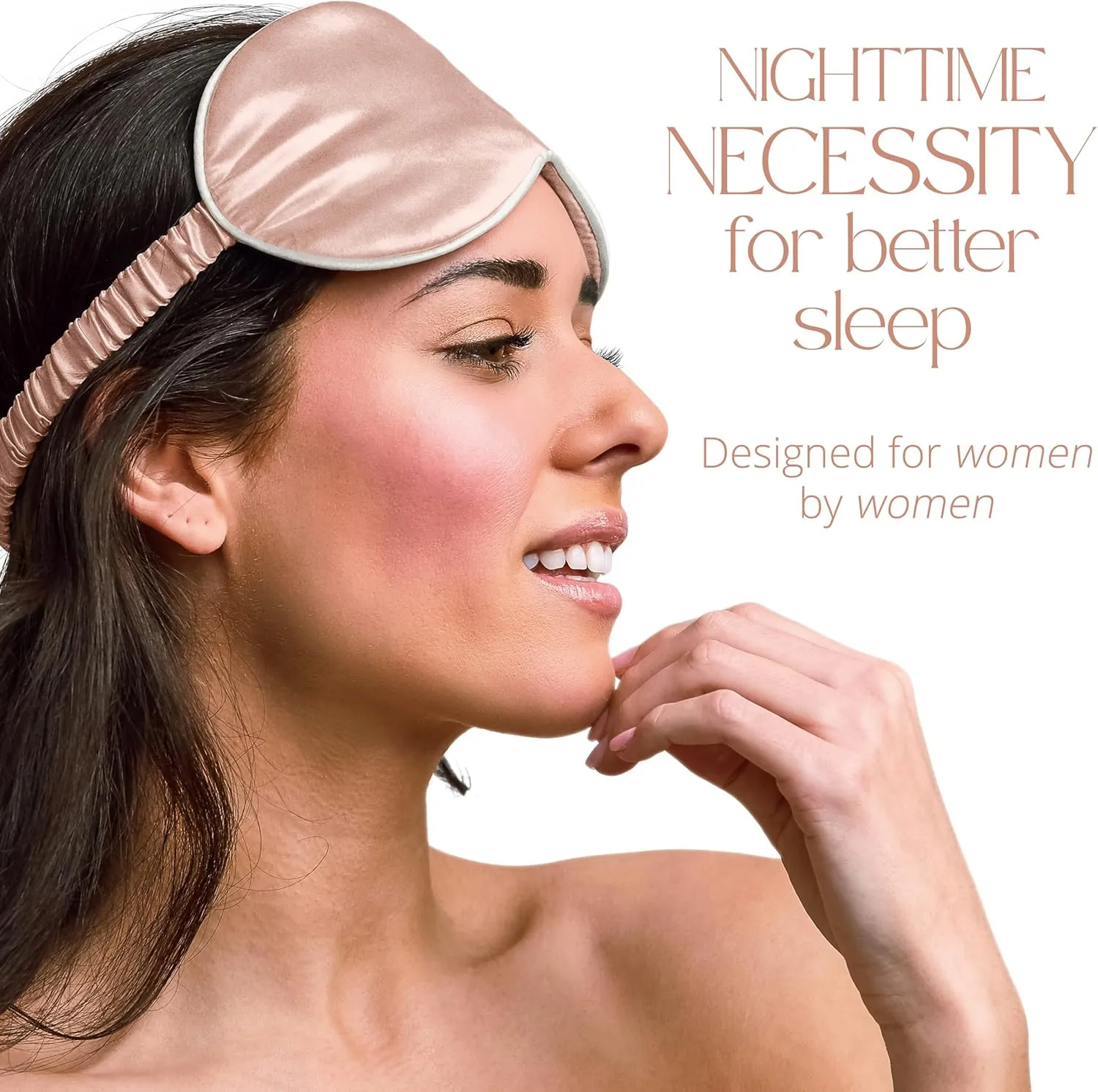 Grace & Company Silky Satin Eye Mask for Women - Premium Pink Satin Silk Sleep Mask - Hydrating, Ultra Soft & Lightweight Vegan Sleeping Mask - Peony
