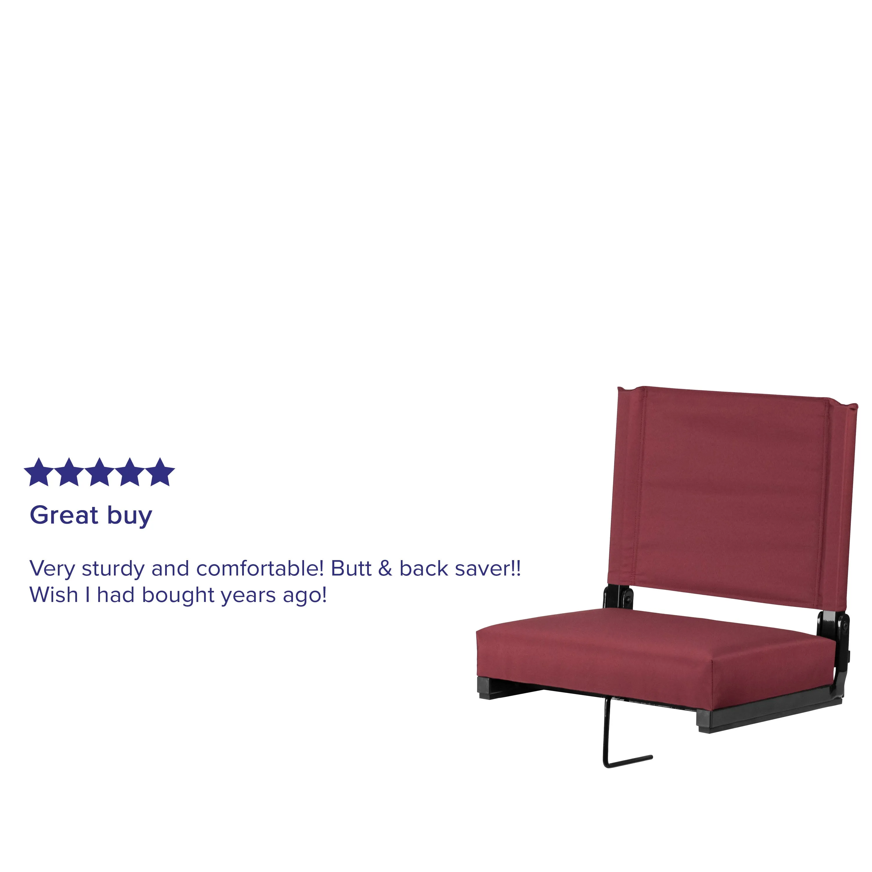 Grandstand Comfort Seats by Flash - 500 lb. Rated Lightweight Stadium Chair with Handle & Ultra-Padded Seat