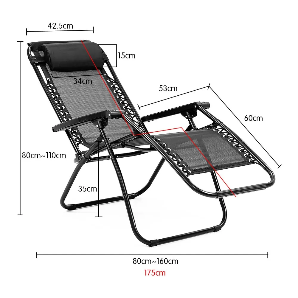 Gravity Folding Chair Sun Deck Black Camping Zero Beach Reclining Risk-free Lounge - Future-proof Wallaroo Outdoor