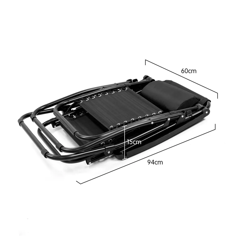 Gravity Folding Chair Sun Deck Black Camping Zero Beach Reclining Risk-free Lounge - Future-proof Wallaroo Outdoor