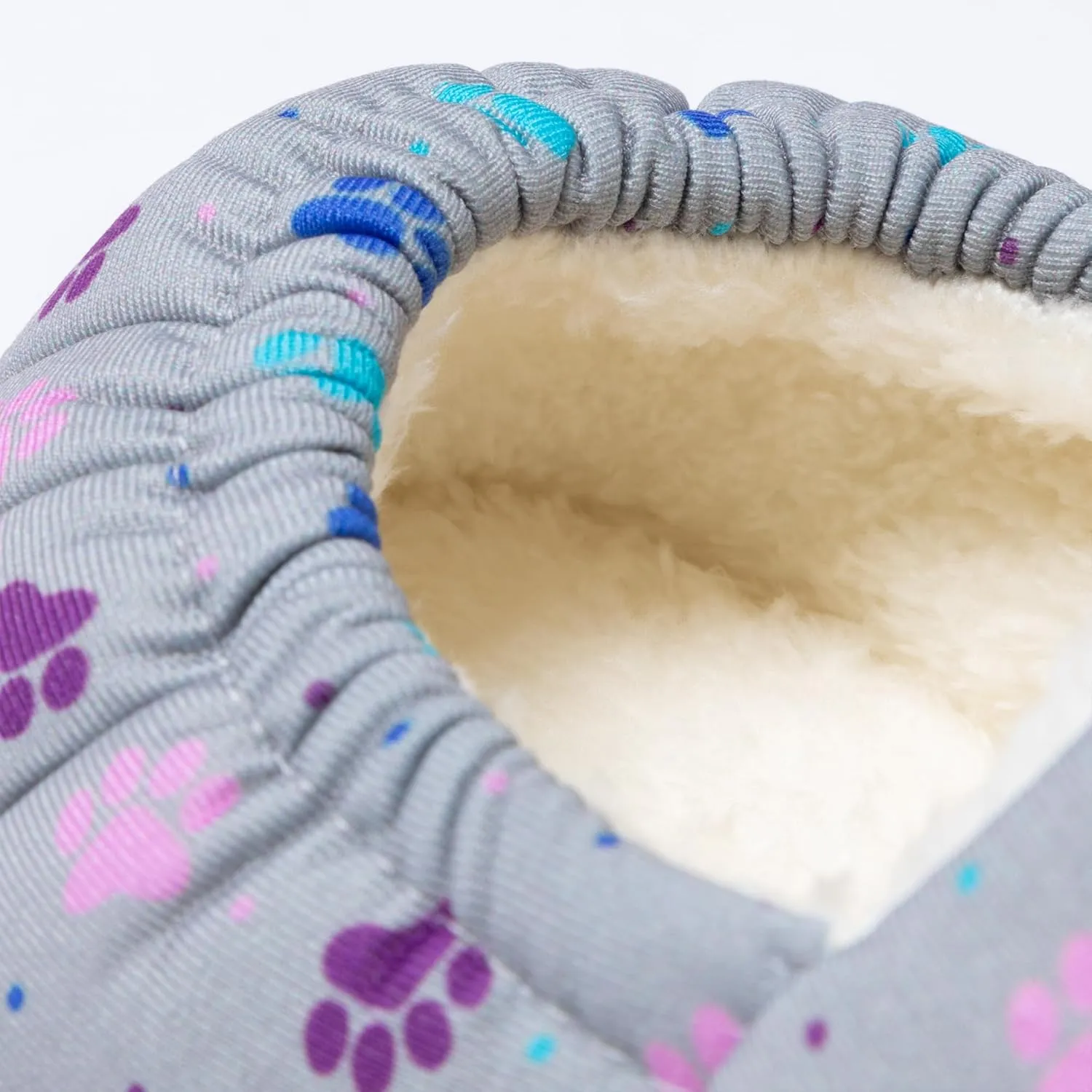 GreaterGood Paw Print Puffy Fleece-Lined Slippers with Toggle