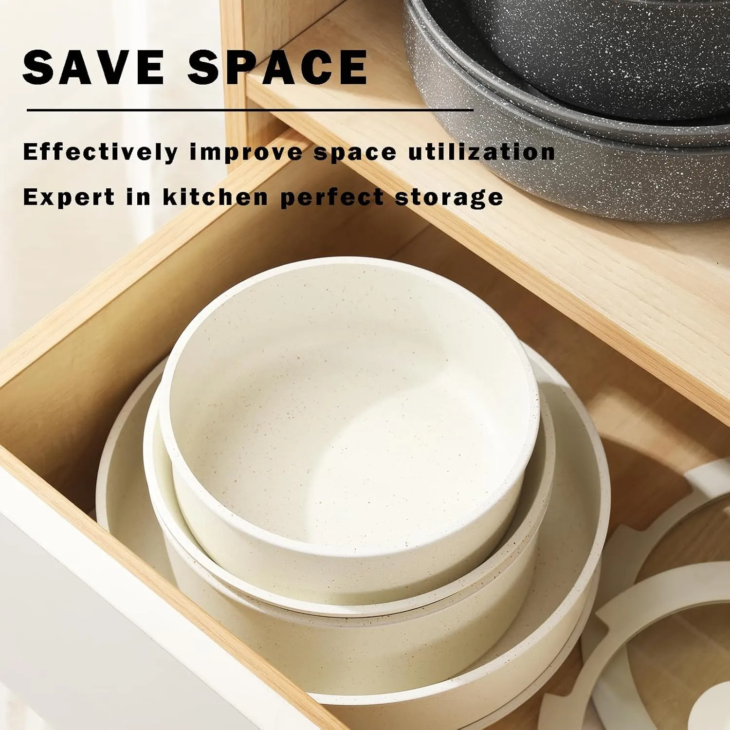 Green Non Stick Pot and Pan Sets with Removable Handle, Ceramic Cookware Set Detachable Handle, Induction Kitchen Camping Stackable Pots Pans, Dishwasher/Oven Safe, Avocado, PTFE/PFOA/PFOS Free