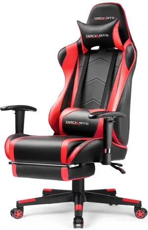 GTRACING Gaming Chair with Footrest, High Back Computer Chair Ergonomic Game Desk Chair Racing Executive Adjustable Swivel Rocker with Headrest and Lumbar Support
