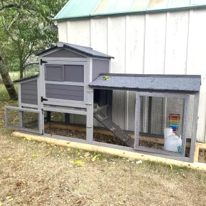 GUTINNEEN Chicken Coop with Chickens Mobile Hen House with Run Chicken House On Wheels Outdoor Poultry Cage Duck Coop,1 Unit