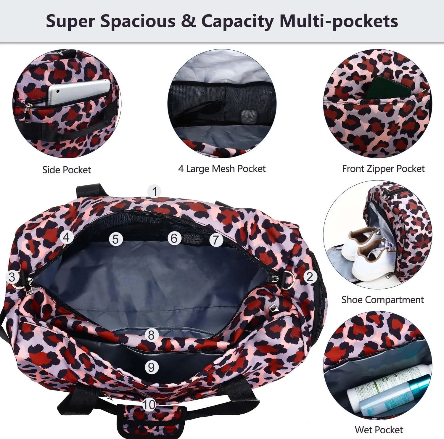 Gym Bag for Women, Small Sport Duffel Bag for Yoga Swim Dance, Gyms and Weekend Getaway,Gymbag Waterproof Dufflebag with Shoe and Wet Clothes Compartments,Carryon Overnight