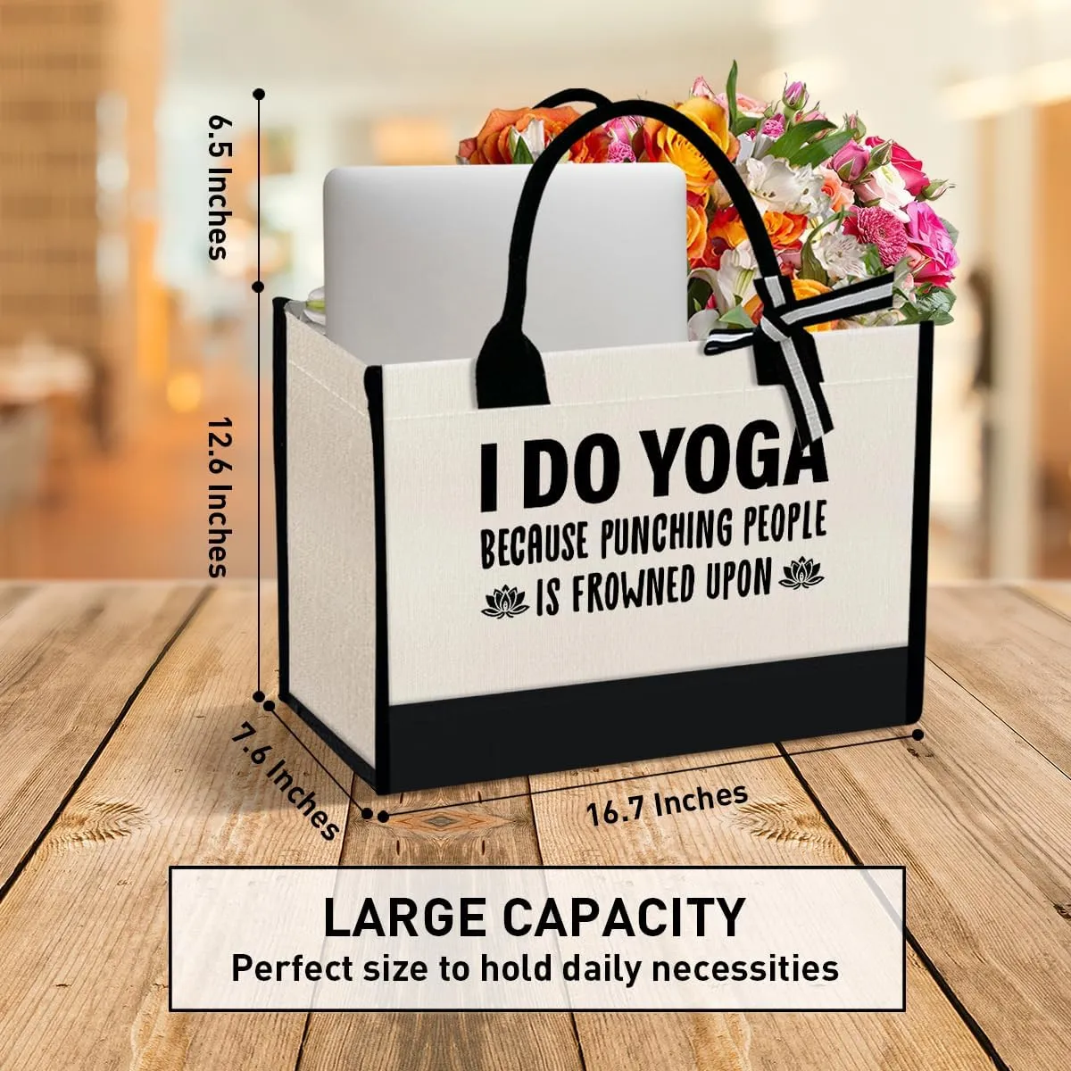 Gym Lover Gifts Canvas Tote Bag, Birthday Christmas Workout Gift for Women Instructor Trainer Grocery Bag