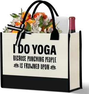 Gym Lover Gifts Canvas Tote Bag, Birthday Christmas Workout Gift for Women Instructor Trainer Grocery Bag