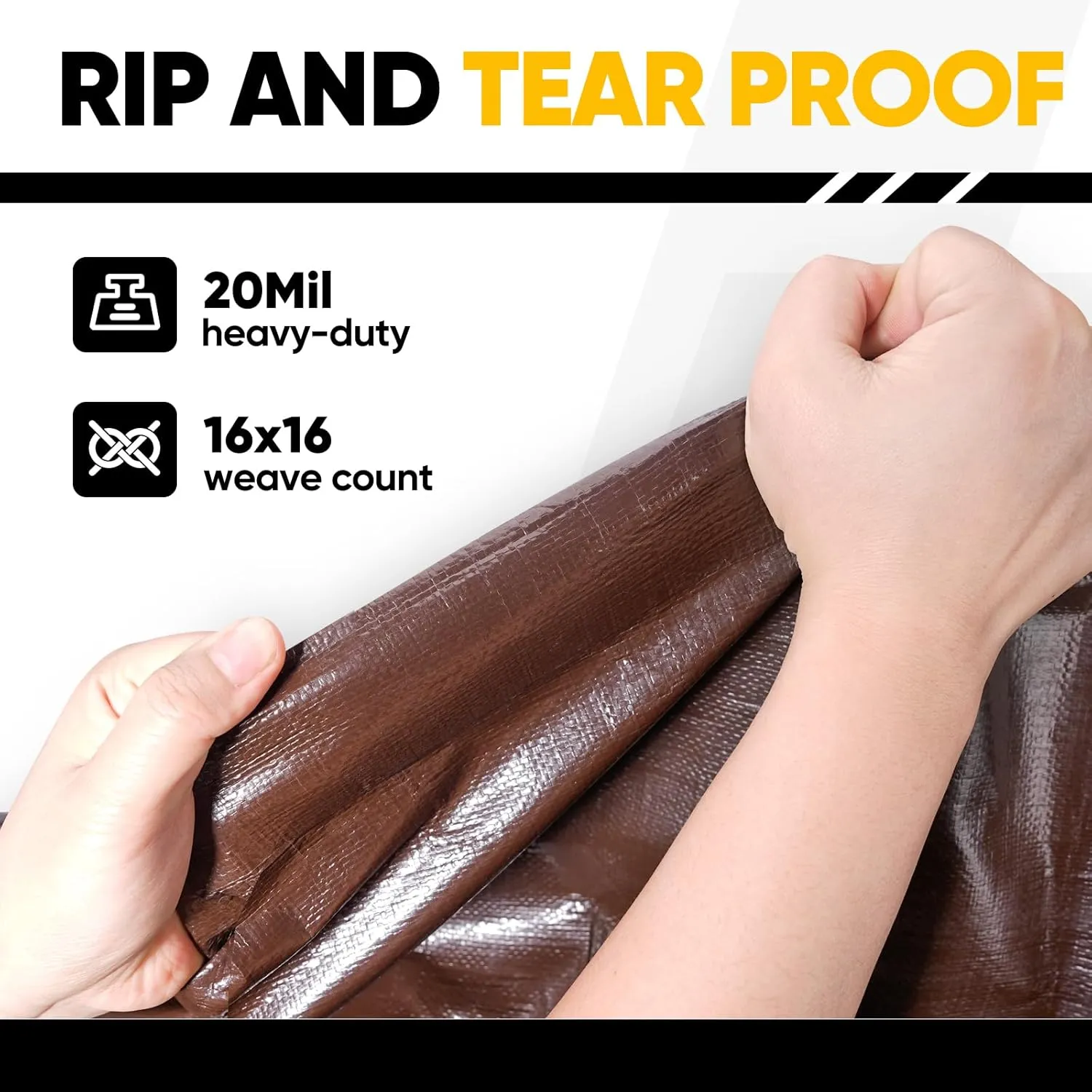 GZBtech 20Mil Super Heavy Duty Tarp 8x10FT, Waterproof Thick Brown&Black Outdoor PE Tarps for Patio Garden Use, UV Resistant Plastic Ground Cover for Trailer Car Truck Bike Pool Firewood