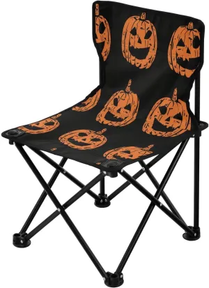 Halloween Pumpkin Spectre Face Portable Outdoor Folding Chair Anti-Slip Padded Oxford Cloth Stool Camping Chair Small for Beach Hiking Fishing Gardening Quad Camp Chair