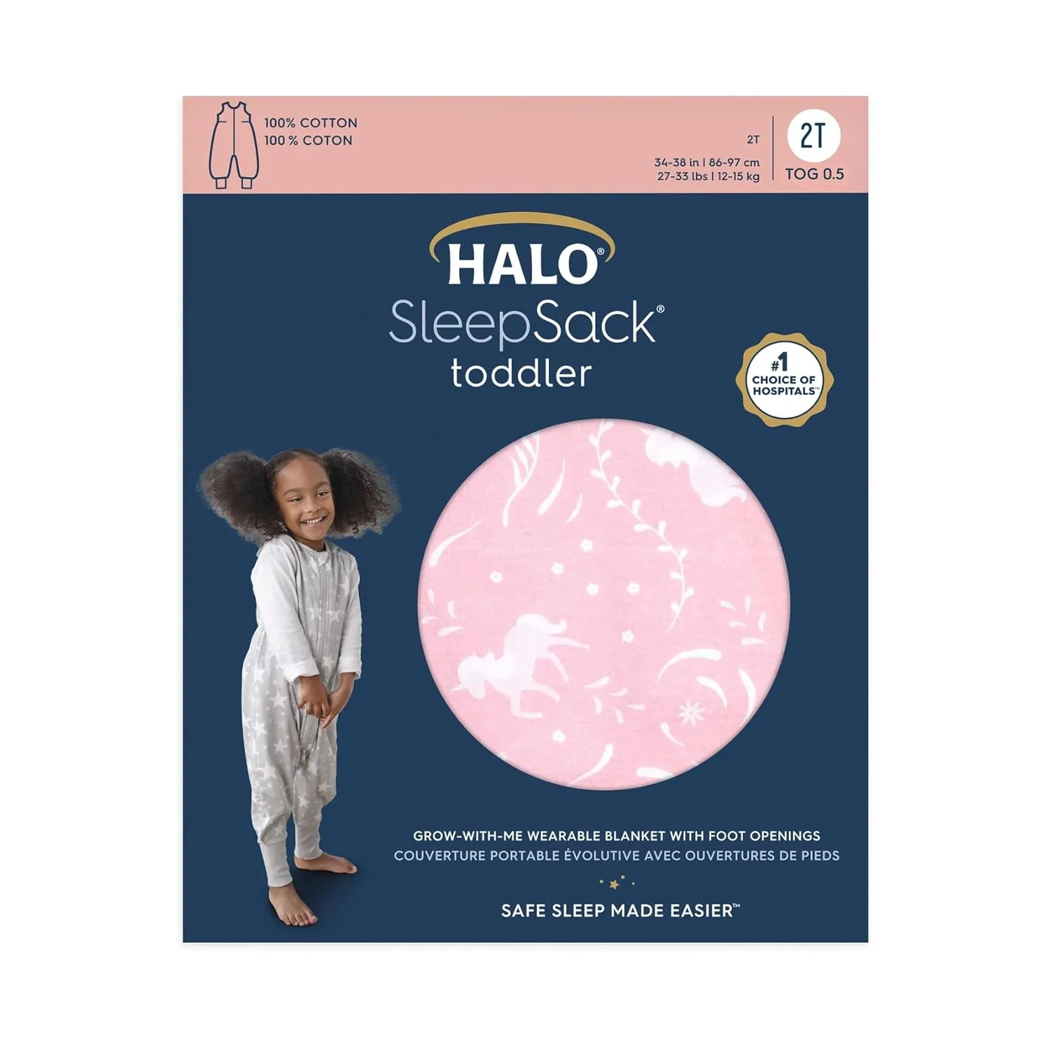 HALO Sleepsack Toddler Sleeping Bag, 100% Cotton Wearable Blanket, TOG 0.5, Folklore, 12-24M