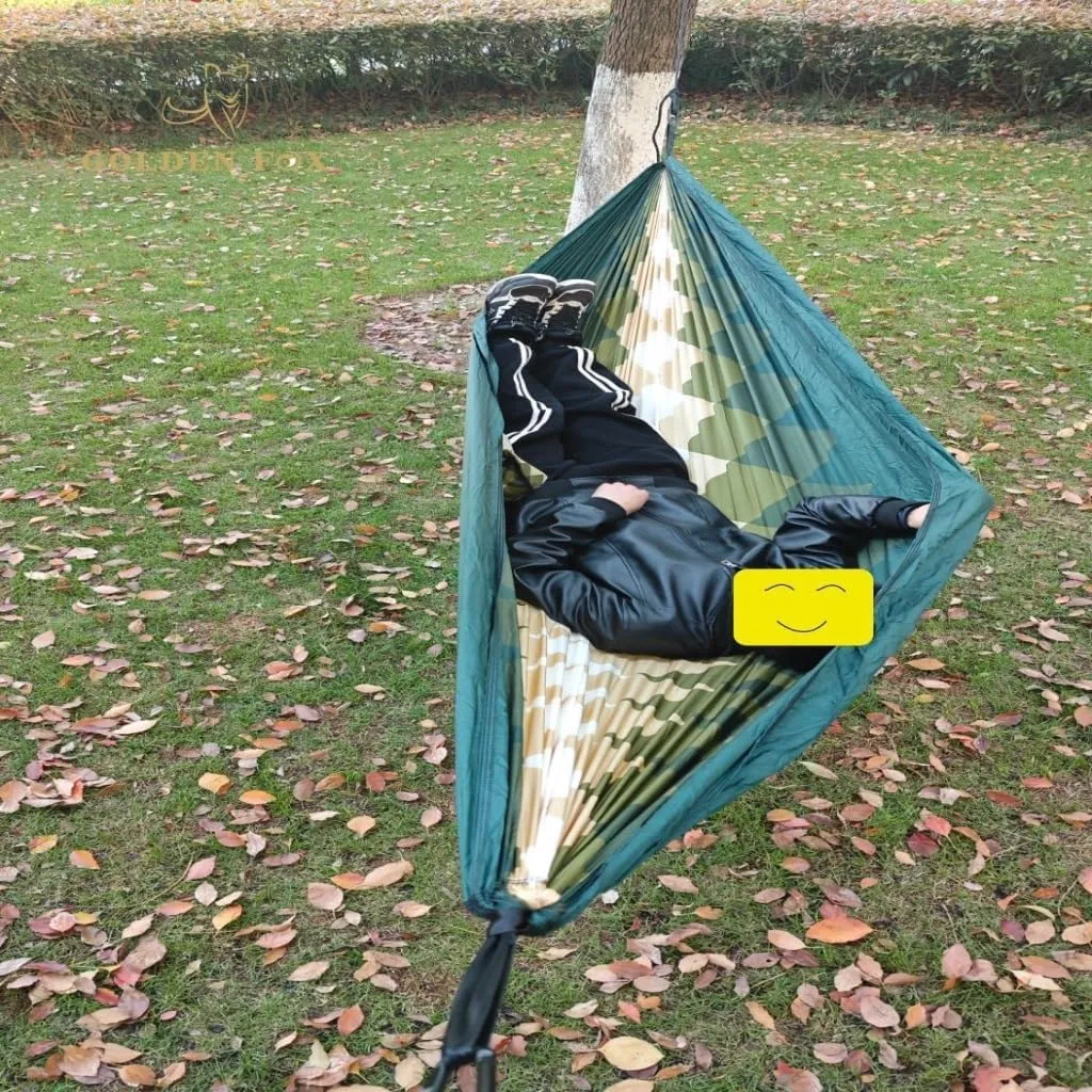 Hamock Outdoor Camping Leisure Single Single and Double Hammock Parachute Cloth Ultra-Light Park Camping Hammock Hanmock(Blue)