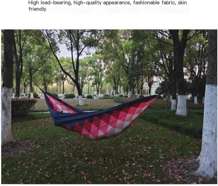 Hamock Outdoor Camping Leisure Single Single and Double Hammock Parachute Cloth Ultra-Light Park Camping Hammock Hanmock(Blue)