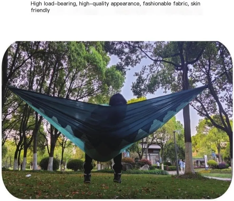 Hamock Outdoor Camping Leisure Single Single and Double Hammock Parachute Cloth Ultra-Light Park Camping Hammock Hanmock(Blue)