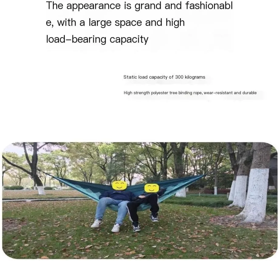 Hamock Outdoor Camping Leisure Single Single and Double Hammock Parachute Cloth Ultra-Light Park Camping Hammock Hanmock(Blue)