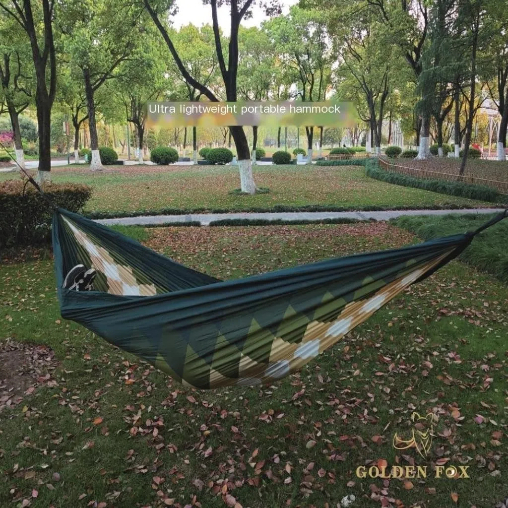 Hamock Outdoor Camping Leisure Single Single and Double Hammock Parachute Cloth Ultra-Light Park Camping Hammock Hanmock(Blue)