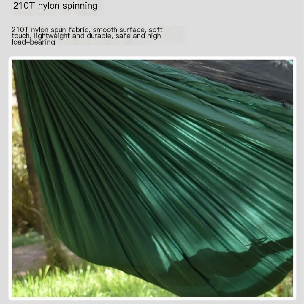 Hamock Ultra-Light Nylon Double Hammock Parachute Cloth Anti-Rollover Elastic Band Encrypted Mosquito Net Hammock Hanmock(B)