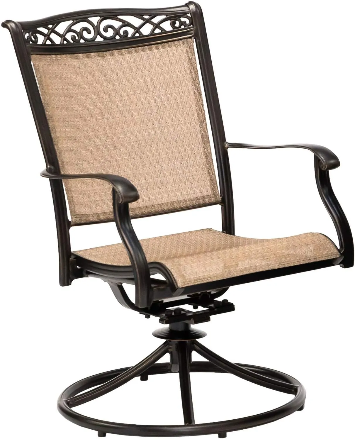 Hanover Fontana 7-Piece Patio Dining Set, Rust Resistant Aluminum Outdoor Dining Set with 6 Swivel Rockers and Porcelain Tile Rectangular Dining Table