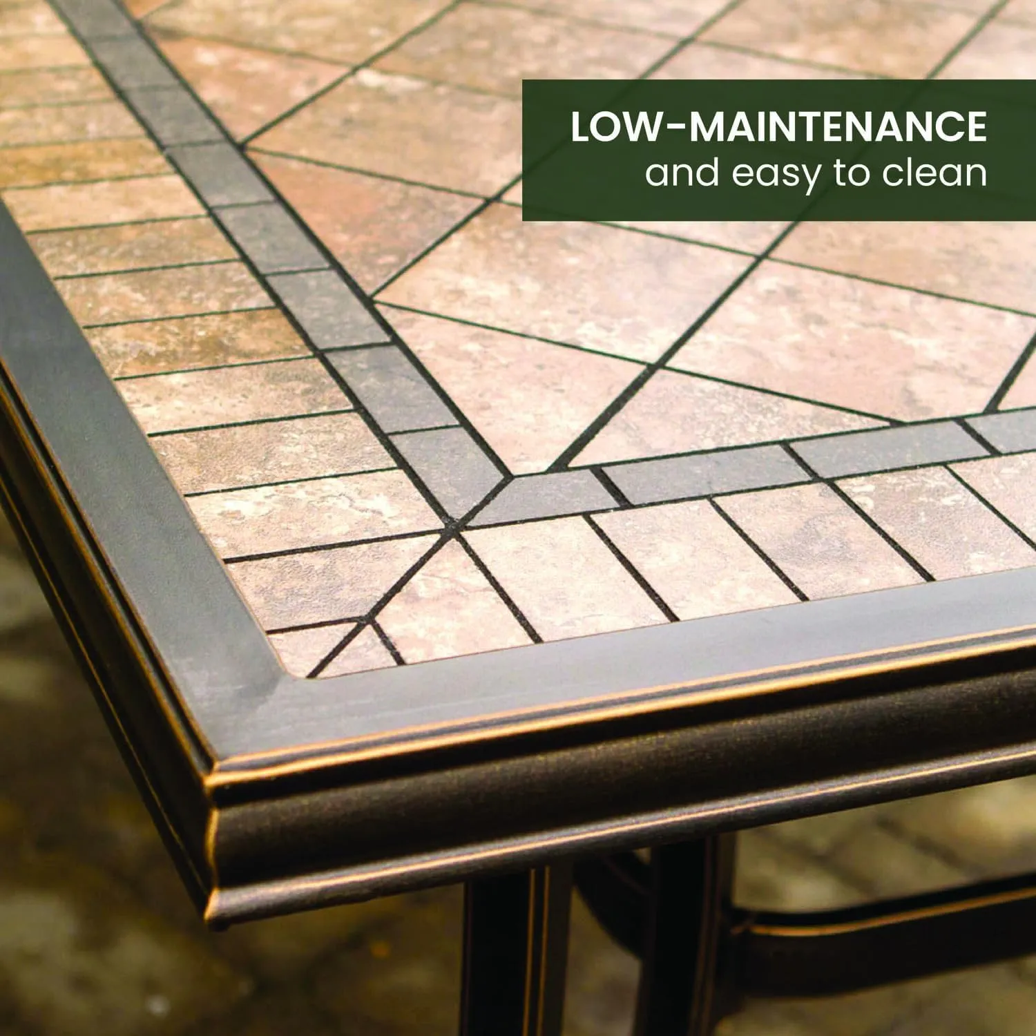 Hanover Fontana 7-Piece Patio Dining Set, Rust Resistant Aluminum Outdoor Dining Set with 6 Swivel Rockers and Porcelain Tile Rectangular Dining Table