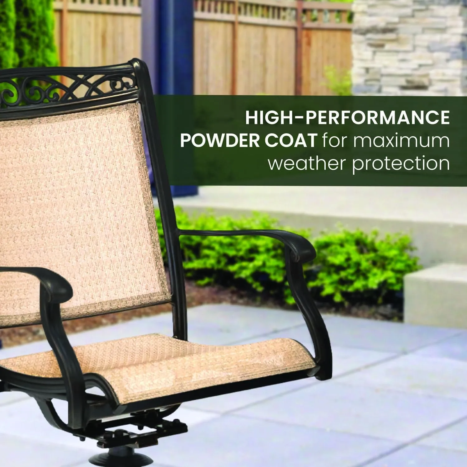 Hanover Fontana 7-Piece Patio Dining Set, Rust Resistant Aluminum Outdoor Dining Set with 6 Swivel Rockers and Porcelain Tile Rectangular Dining Table