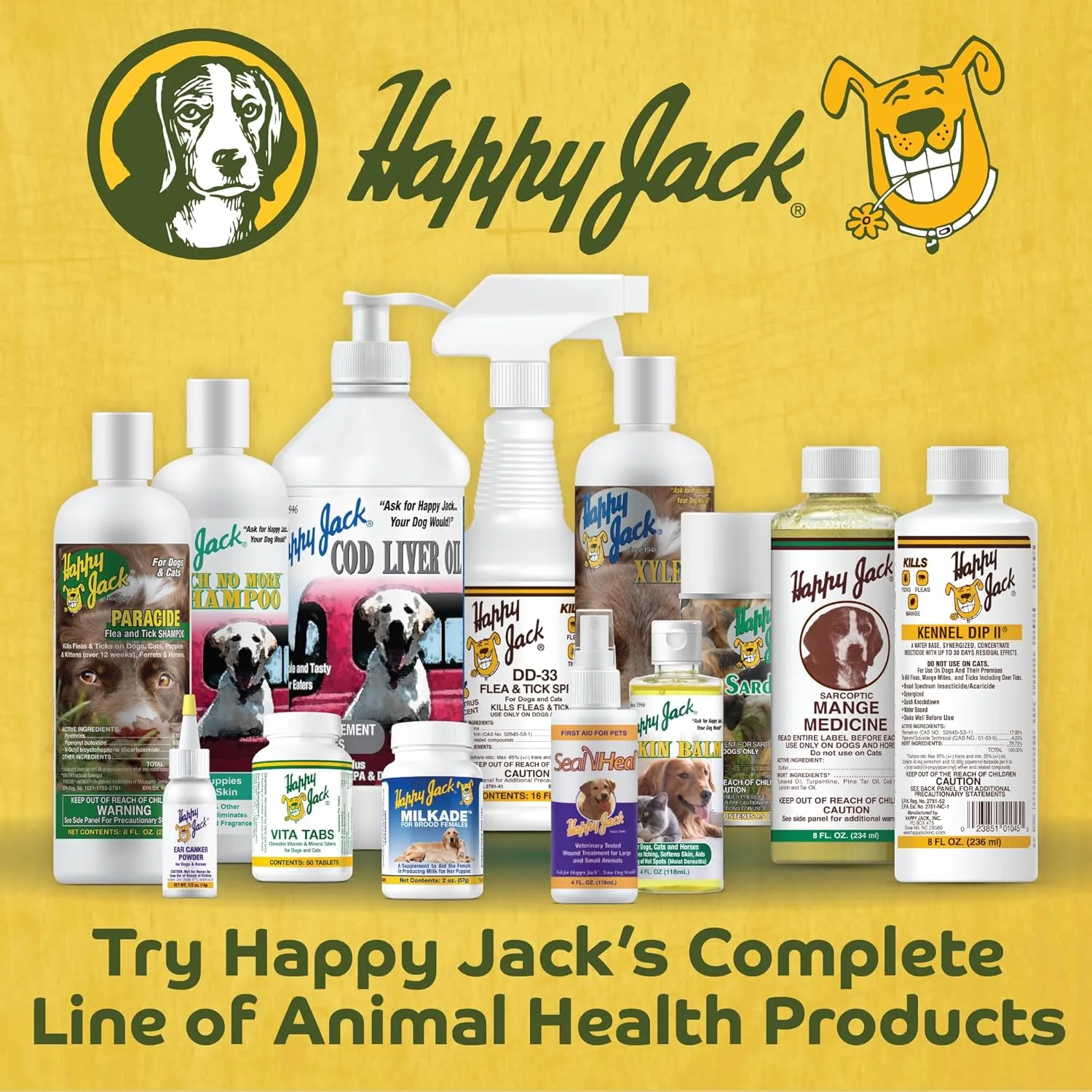 Happy Jack Flea and Tick Powder for Dogs & Puppies, Flea Powder for Carpets, Treatment & Control, Kills Pests, Ticks & Lice, Odorless & Non-Staining, Dust on Sleeping Quarters & Furniture (5 oz)