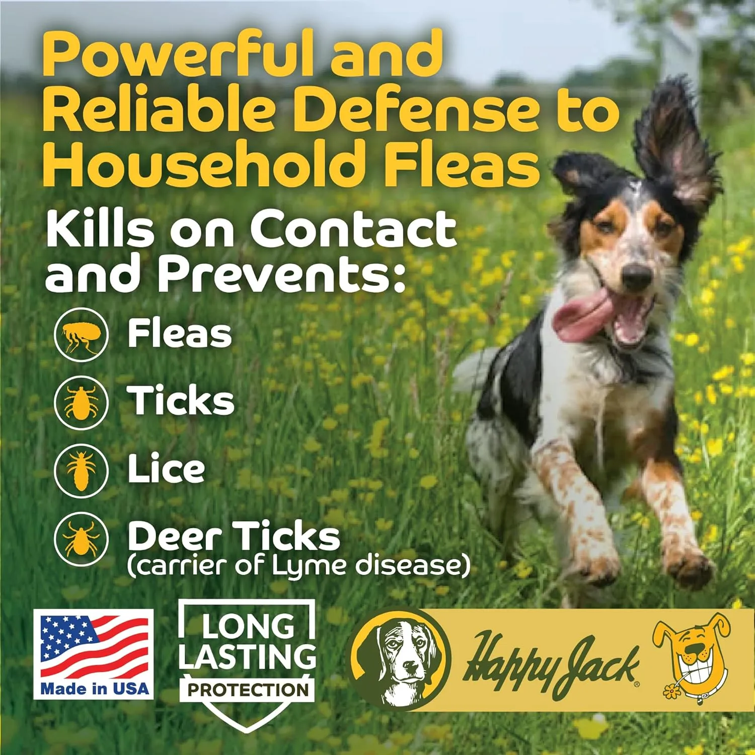 Happy Jack Flea and Tick Powder for Dogs & Puppies, Flea Powder for Carpets, Treatment & Control, Kills Pests, Ticks & Lice, Odorless & Non-Staining, Dust on Sleeping Quarters & Furniture (5 oz)