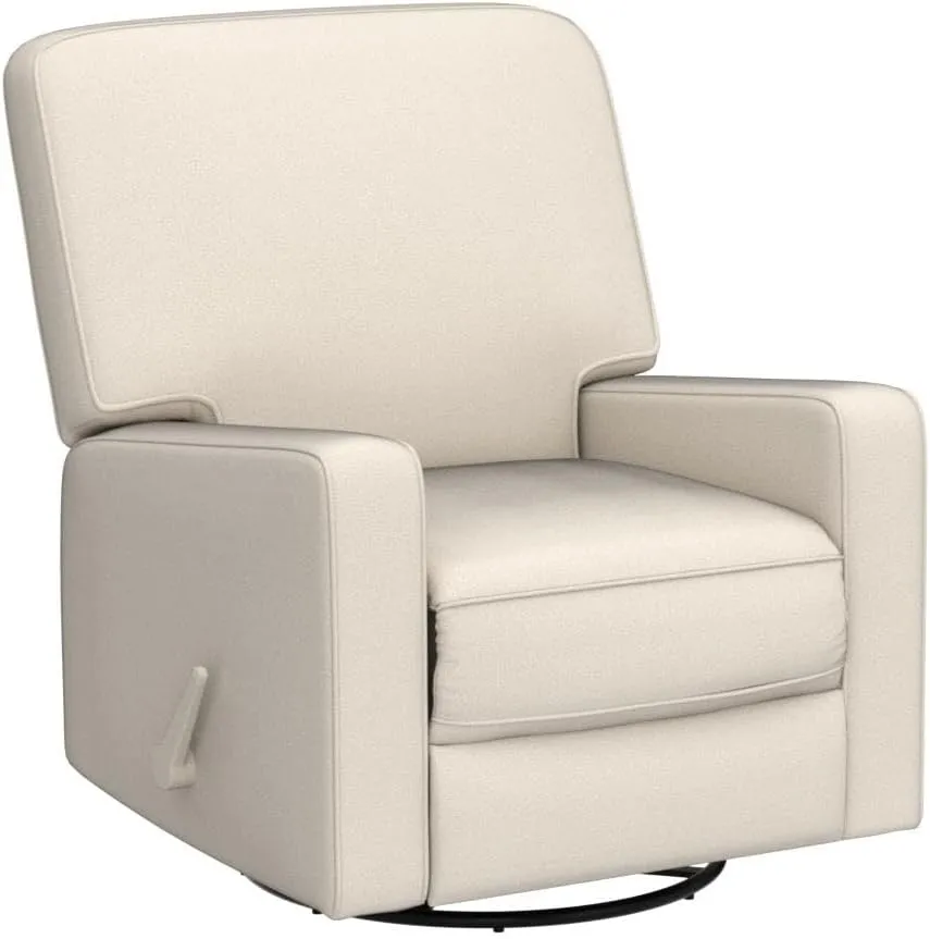Harkawon Swivel Rocker Recliner Chair, Glider Rocker Recliner, Rocking Chair Nursery, Fabric Chair with High Back, Deep Seat, for Living Room, Bedroom, Beige