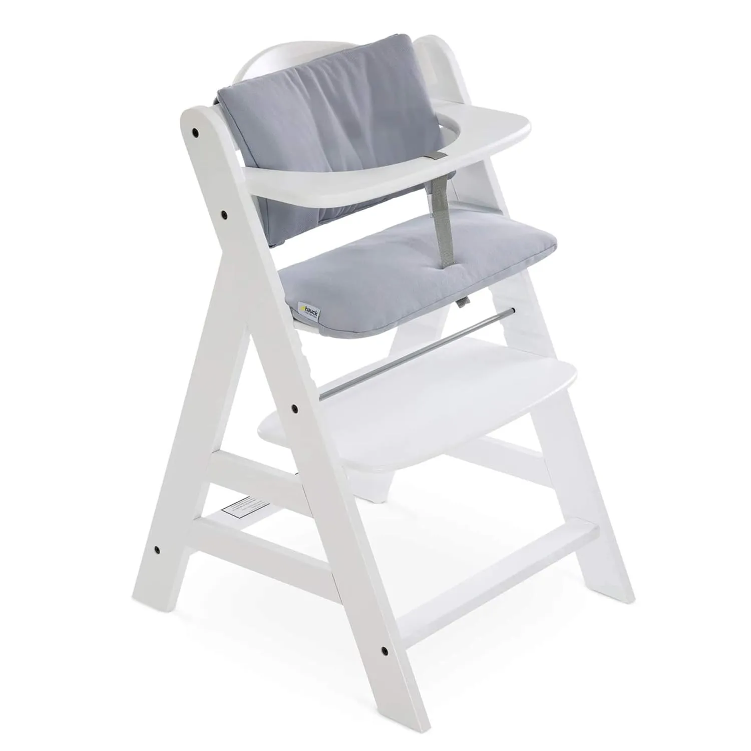 hauck Deluxe Padded Seat Cushion Bundled with Attachment Tray Table Accessories for Alpha  and Beta  Wooden Children's High Chairs, Gray