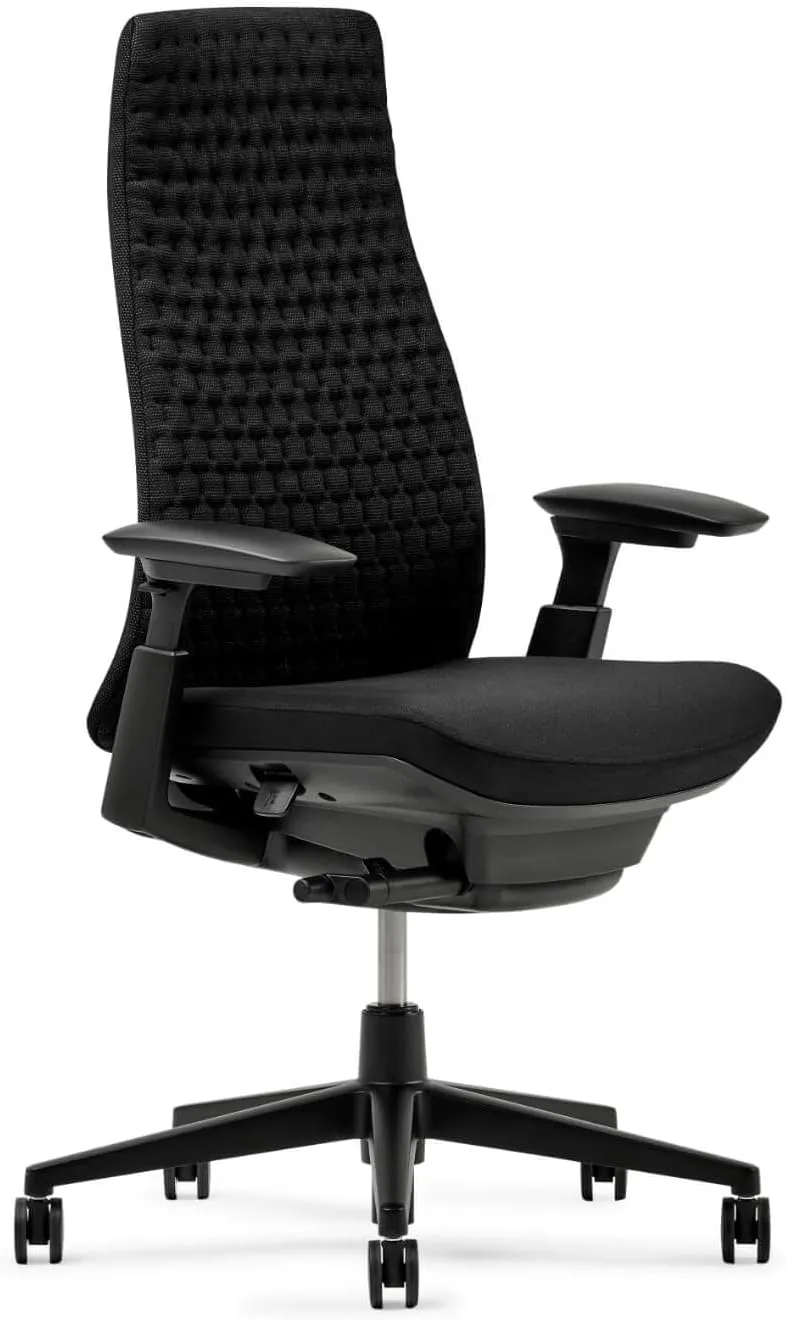 Haworth Fern Ergonomic Office Chair – Stylish and Innovative Desk Chair with Digital Knit Finish - Without Lumbar Support (Charcoal Black)