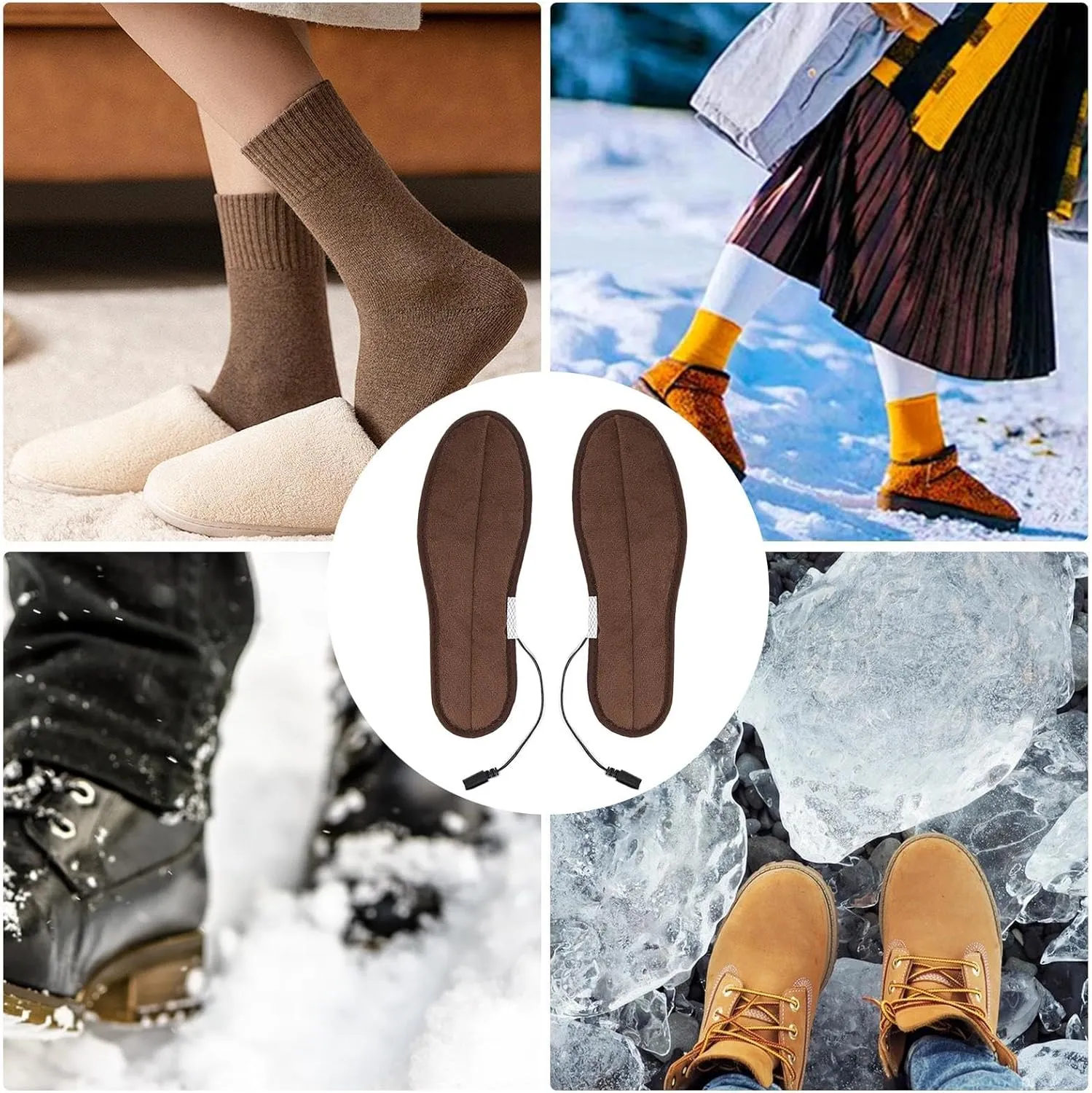 Heated Insoles - USB Electric Heated Foot Warmers - Electric Foot Warmer Insoles Warming Shoe Insoles For Camping - Skiing - Hunting - Outdoor Fishing - Foot Warmers For Feet - Electric Heating Insole