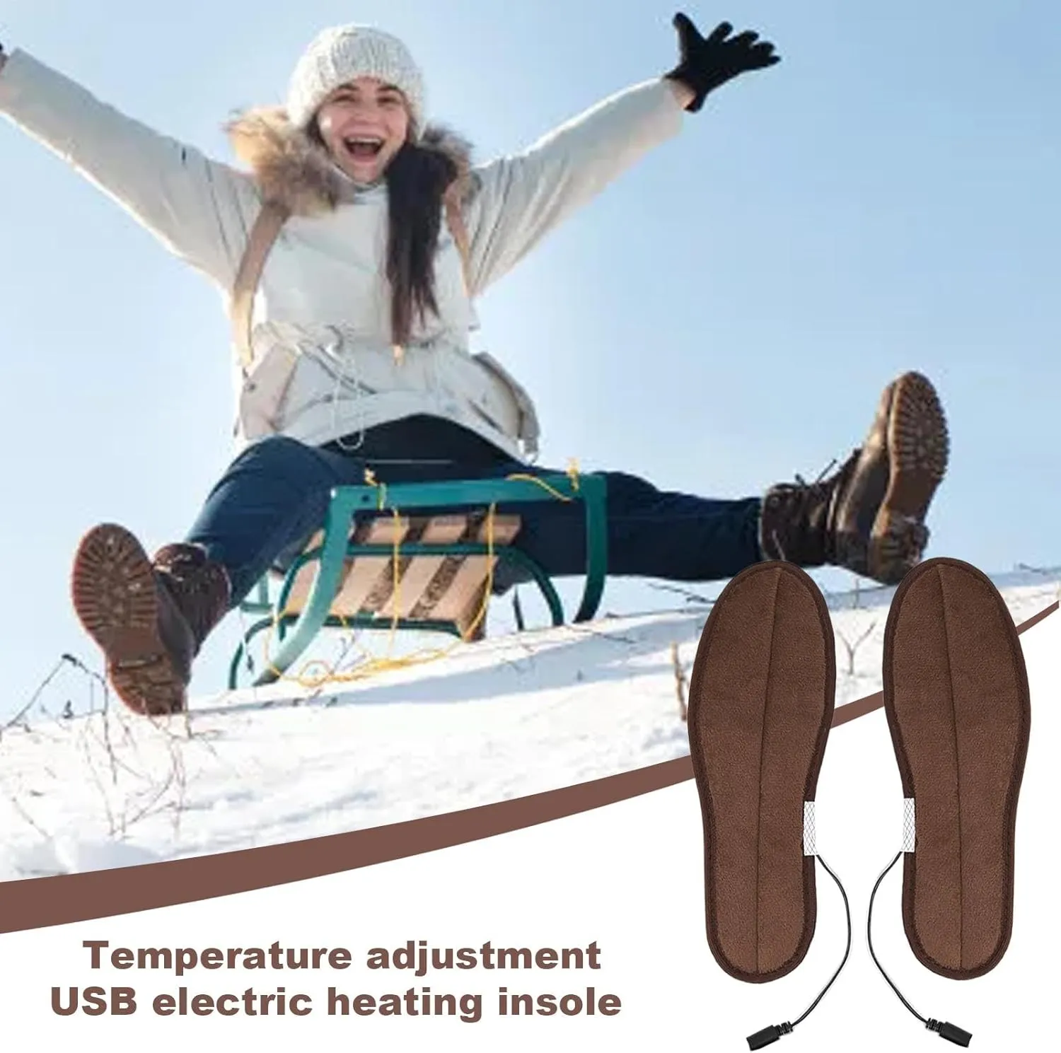 Heated Insoles - USB Electric Heated Foot Warmers - Electric Foot Warmer Insoles Warming Shoe Insoles For Camping - Skiing - Hunting - Outdoor Fishing - Foot Warmers For Feet - Electric Heating Insole