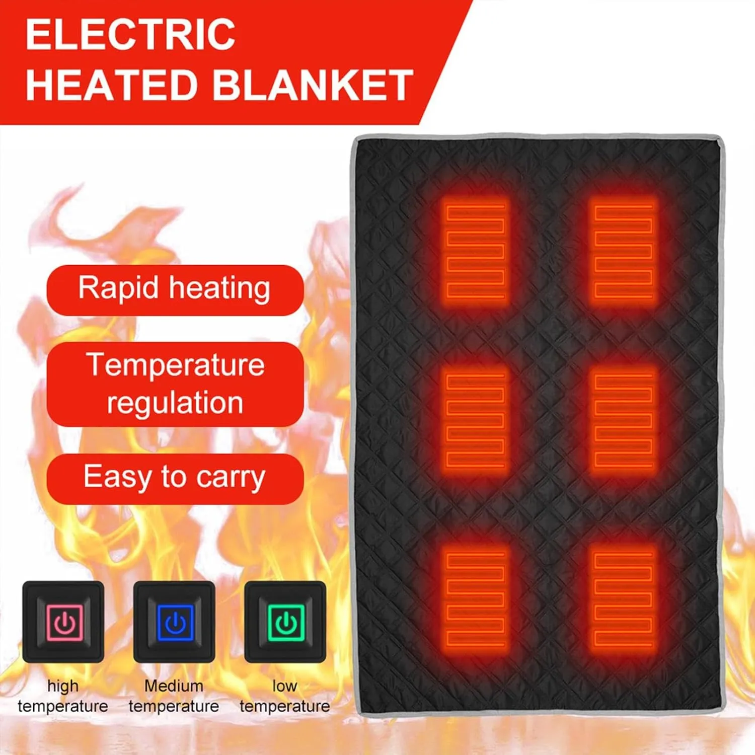 Heated Sleeping Bag Pad - Sleeping Bag Heating Pad, Multifunctional Sleeping Bag | Heating Blanket 6 Heated Zone Camping Mat Sleeping Bag Liner, 3 Gear Electric Sleeping Bag Heater Soft for Car Sofa