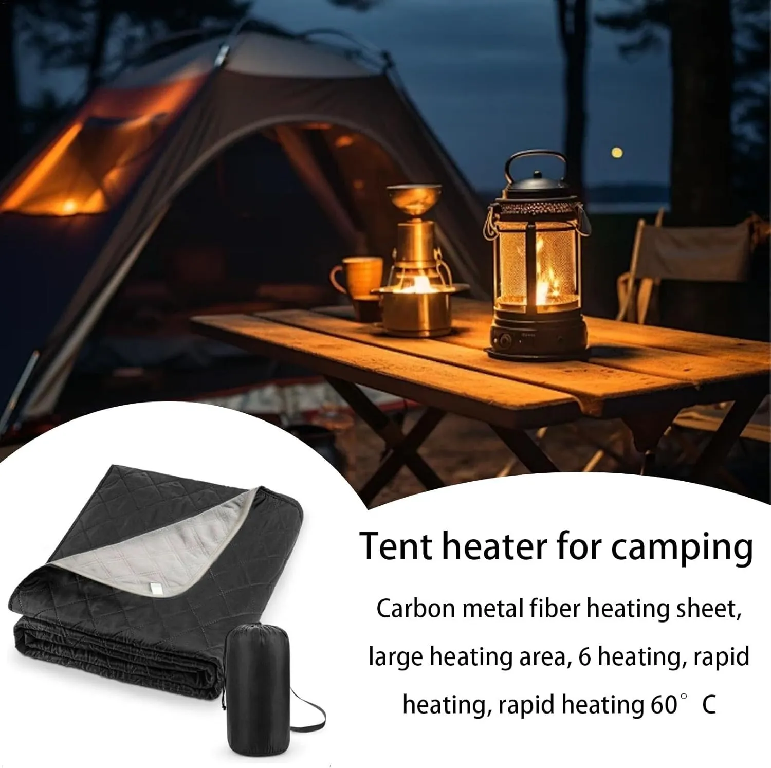 Heated Sleeping Bag Pad - Sleeping Bag Heating Pad, Multifunctional Sleeping Bag | Heating Blanket 6 Heated Zone Camping Mat Sleeping Bag Liner, 3 Gear Electric Sleeping Bag Heater Soft for Car Sofa
