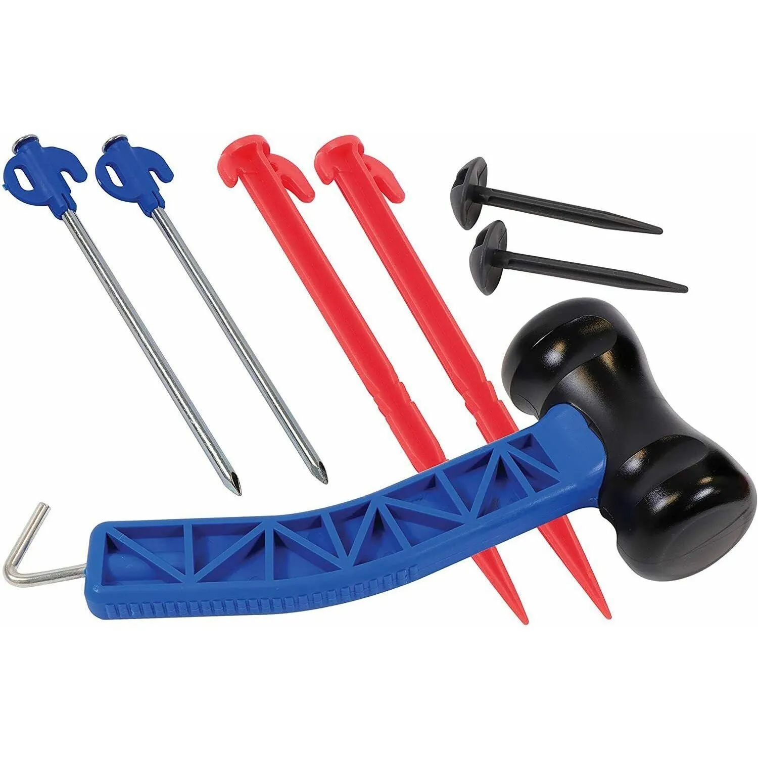 Heavy Duty Camping Awning Tent Travel Pegs Mallet Set Peg Cleaner Storage Case