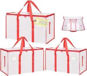 Heavy Duty Extra Large Moving Bags 3Pack Strong Handles & Zippers Moisture-Proof Storage Tote Bag, Storage Totes For Space Saving, Fold Flat, Packing Bags & Moving Supplies for College Dorm（Clear)