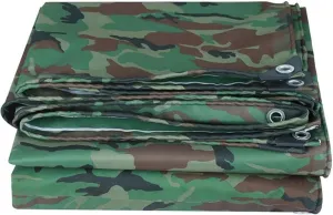 Heavy Duty Tarp Sheet Cover Camouflage Waterproof Canvas Tarpaulin 1.5x2m 2x3m 4x6m, Multipurpose Groundsheet Caravan Camo Cover Canopy Tent for Camping Garden(3.9ftx4.9ft)