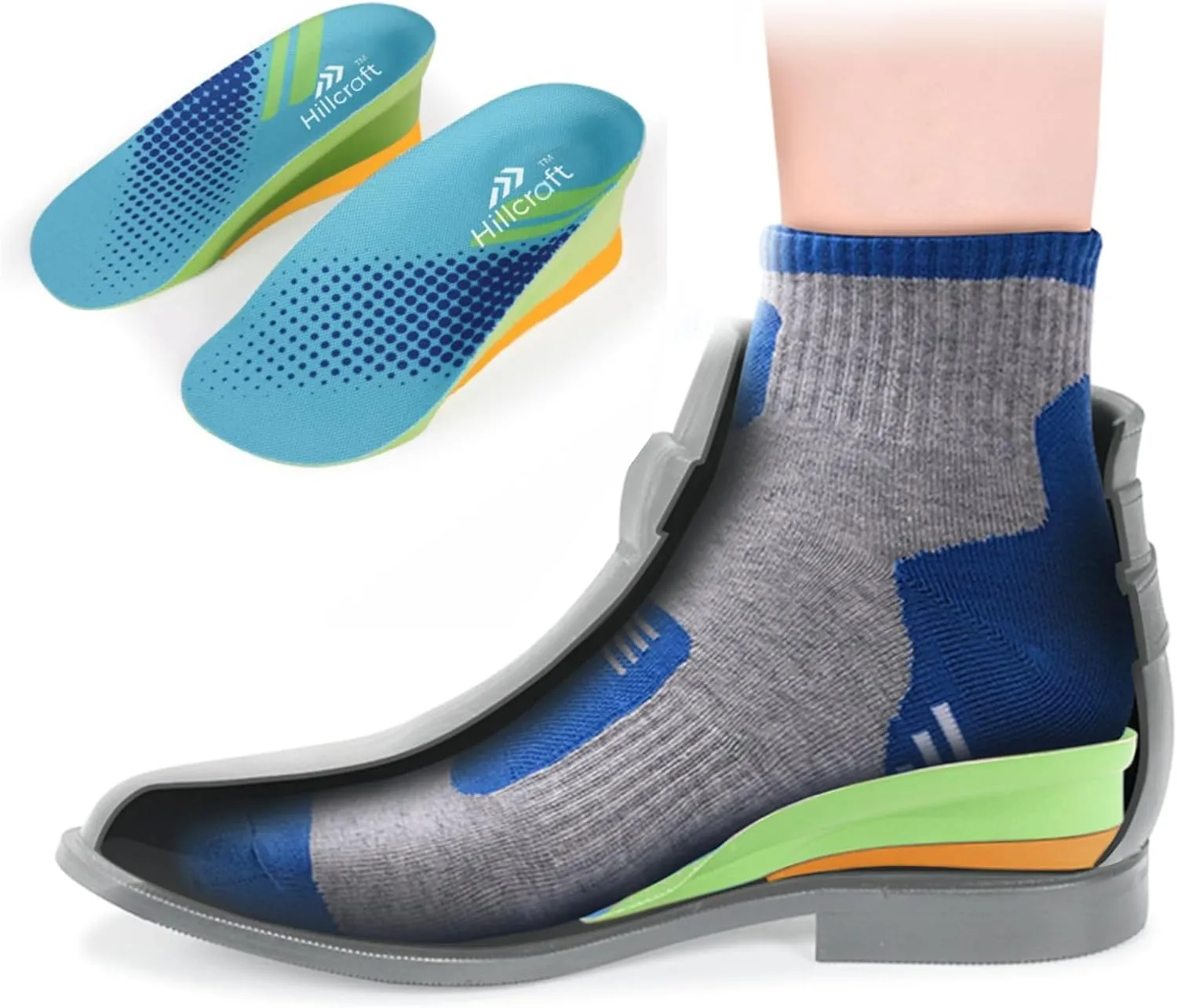 Height Increase Insoles, Cushioned 2 Layer Shoe Insole 4 Inch Height Lift Shoes Insert for Men and Women L (Men 8-10/Women 10.5-12.5)