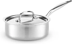 Heritage Steel 2 Quart Saucepan - Titanium Strengthened 316Ti Stainless Steel with 5-Ply Construction - Induction-Ready and Fully Clad, Made in USA