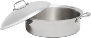 Heritage Steel 8 Quart Rondeau with Lid - Made in USA - Titanium Strengthened 316Ti Stainless Steel with 5-Ply Construction - Induction-Ready and Fully Clad