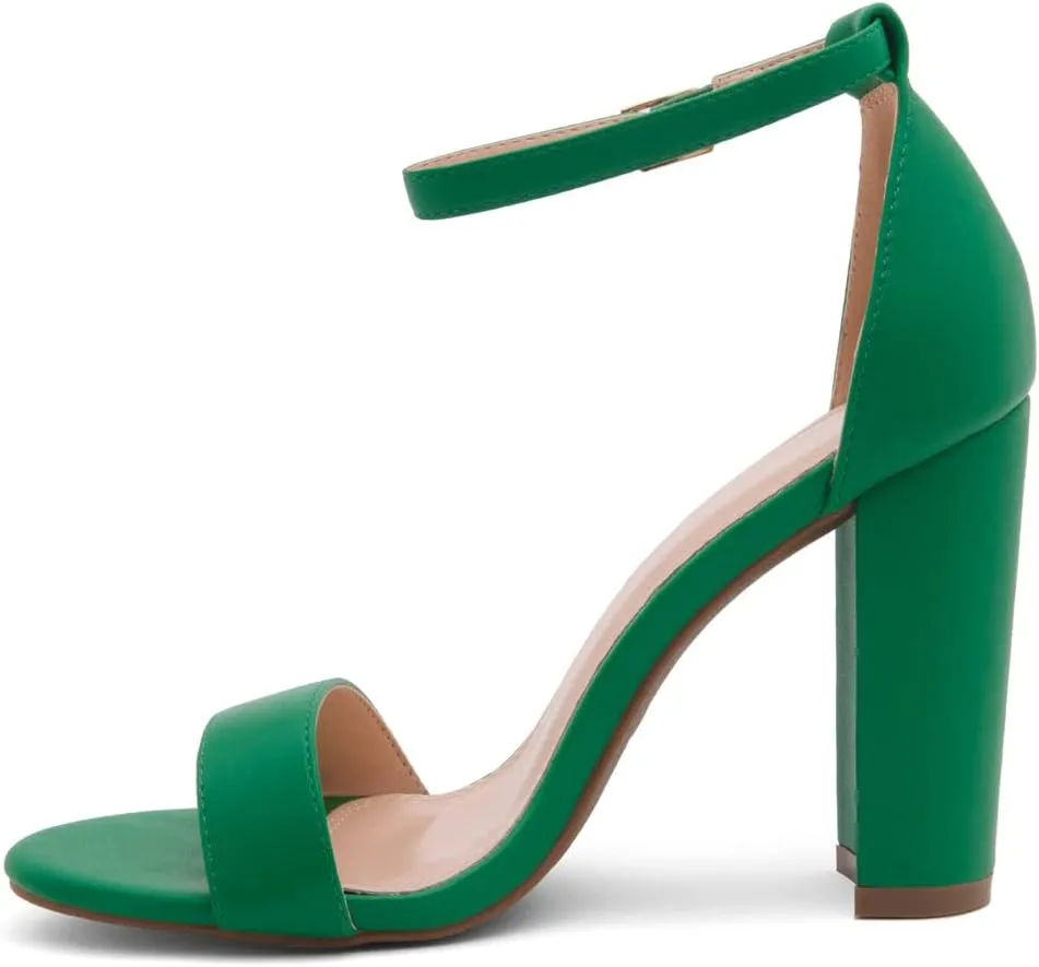 Herstyle Women’s Chunky Block Heels – Open Toe Ankle Strap Sandals, 3.75 Inch High Heels for Wedding, Party & Dressy Occasions – Comfortable Strappy Dress Shoes