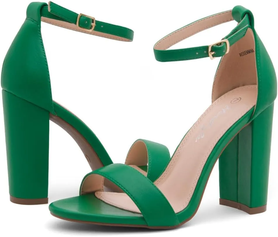 Herstyle Women’s Chunky Block Heels – Open Toe Ankle Strap Sandals, 3.75 Inch High Heels for Wedding, Party & Dressy Occasions – Comfortable Strappy Dress Shoes